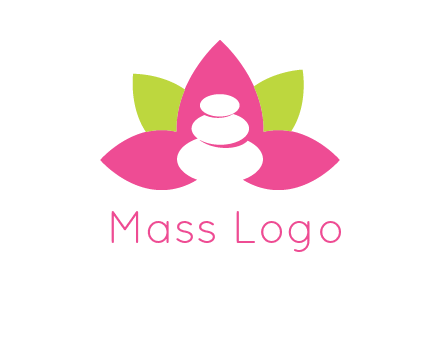 spa logo with hot stones inside leaves or lotus