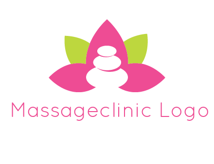 spa logo with hot stones inside leaves or lotus