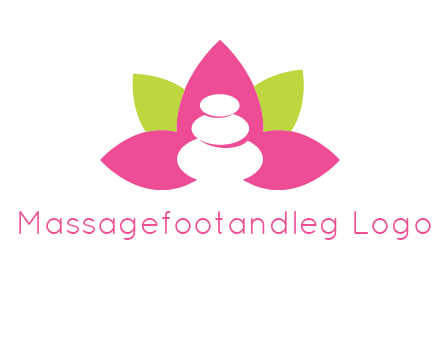 spa logo with hot stones inside leaves or lotus