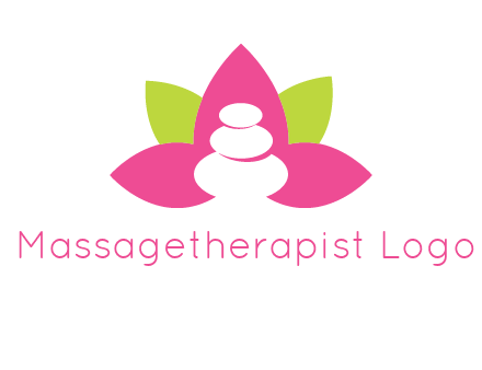 spa logo with hot stones inside leaves or lotus