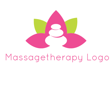 spa logo with hot stones inside leaves or lotus