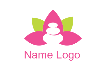 spa logo with hot stones inside leaves or lotus