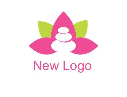 spa logo with hot stones inside leaves or lotus