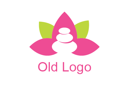 spa logo with hot stones inside leaves or lotus