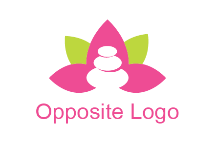 spa logo with hot stones inside leaves or lotus