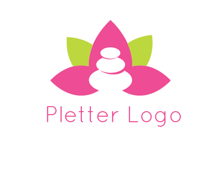 spa logo with hot stones inside leaves or lotus