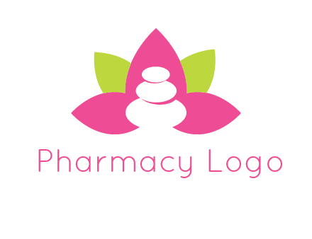 spa logo with hot stones inside leaves or lotus