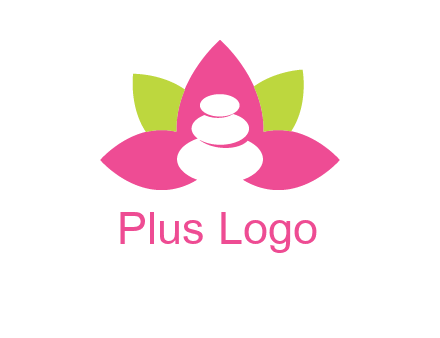 spa logo with hot stones inside leaves or lotus