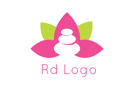 spa logo with hot stones inside leaves or lotus