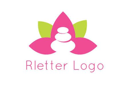 spa logo with hot stones inside leaves or lotus