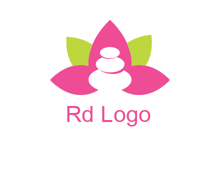 spa logo with hot stones inside leaves or lotus