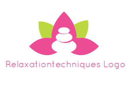 spa logo with hot stones inside leaves or lotus