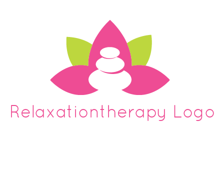 spa logo with hot stones inside leaves or lotus