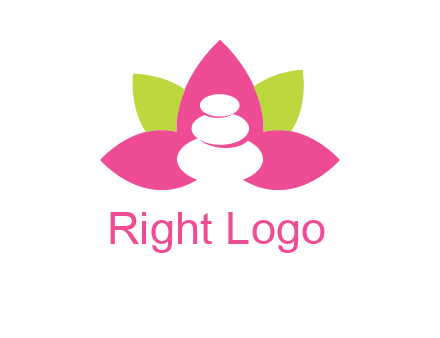 spa logo with hot stones inside leaves or lotus