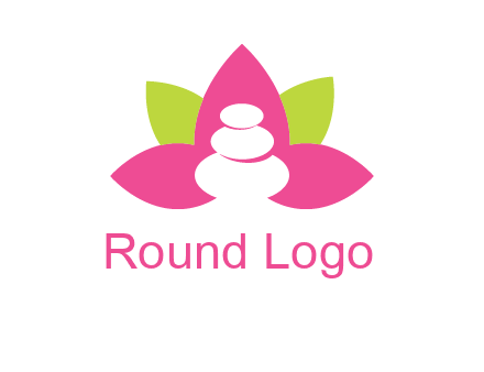 spa logo with hot stones inside leaves or lotus