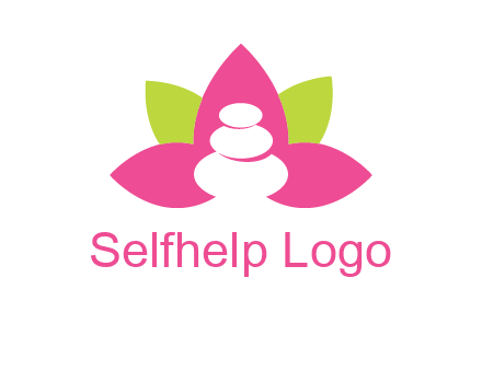 spa logo with hot stones inside leaves or lotus