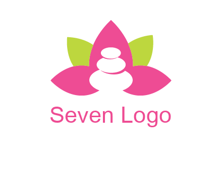 spa logo with hot stones inside leaves or lotus
