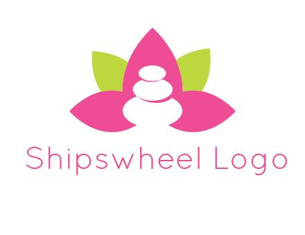 spa logo with hot stones inside leaves or lotus