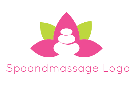 spa logo with hot stones inside leaves or lotus