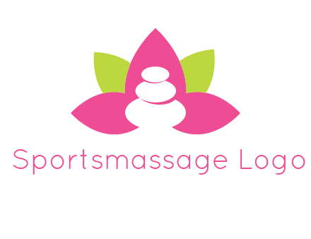 spa logo with hot stones inside leaves or lotus
