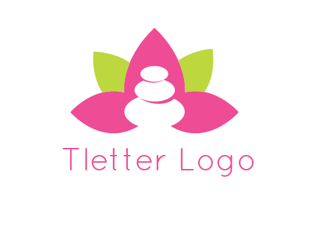 spa logo with hot stones inside leaves or lotus