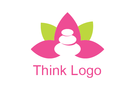 spa logo with hot stones inside leaves or lotus
