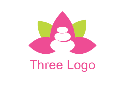 spa logo with hot stones inside leaves or lotus