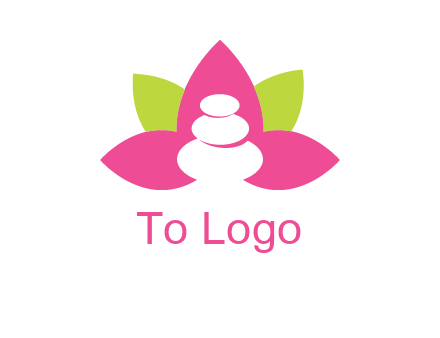 spa logo with hot stones inside leaves or lotus