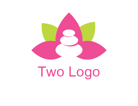 spa logo with hot stones inside leaves or lotus