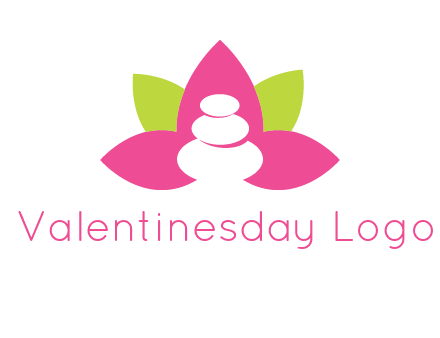 spa logo with hot stones inside leaves or lotus