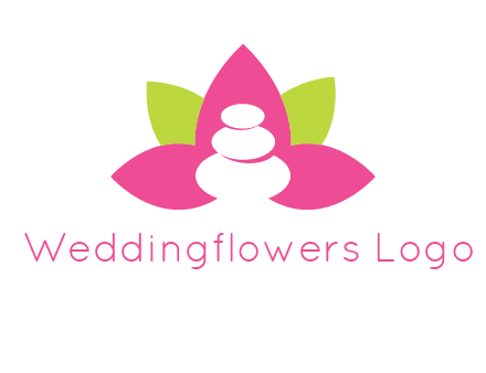 spa logo with hot stones inside leaves or lotus