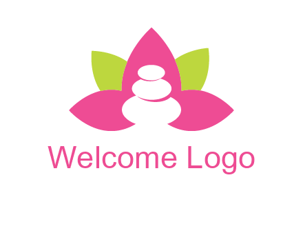 spa logo with hot stones inside leaves or lotus