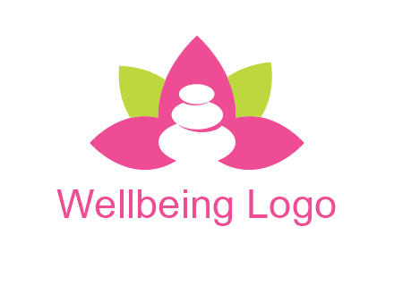 spa logo with hot stones inside leaves or lotus