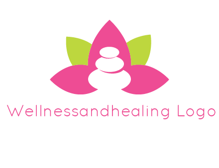 spa logo with hot stones inside leaves or lotus