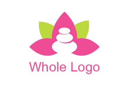 spa logo with hot stones inside leaves or lotus