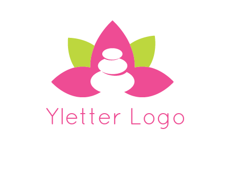 spa logo with hot stones inside leaves or lotus