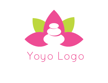 spa logo with hot stones inside leaves or lotus