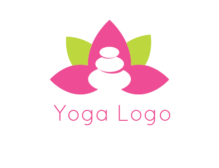 spa logo with hot stones inside leaves or lotus