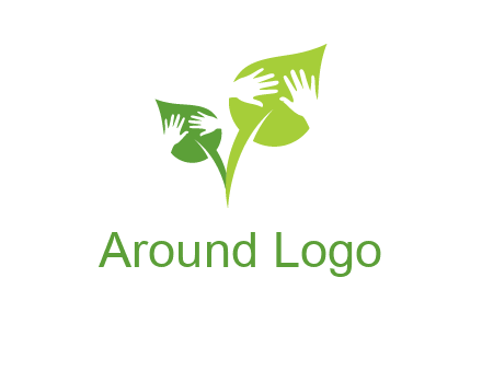 hands in leaves logo