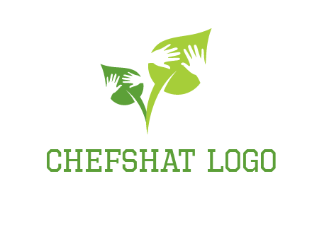 hands in leaves logo