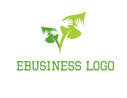 hands in leaves logo
