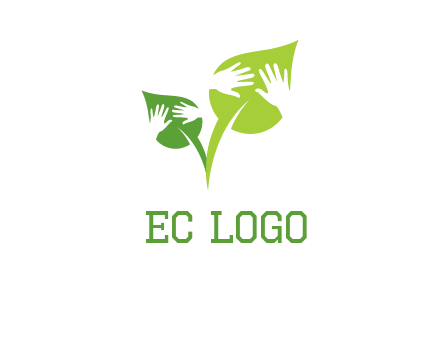 hands in leaves logo