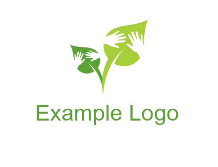 hands in leaves logo