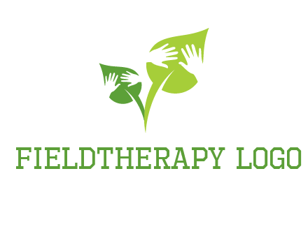 hands in leaves logo