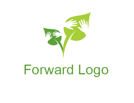 hands in leaves logo