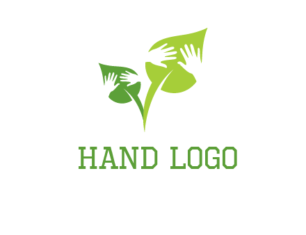 hands in leaves logo