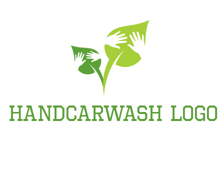 hands in leaves logo