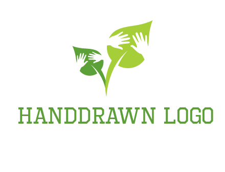 hands in leaves logo