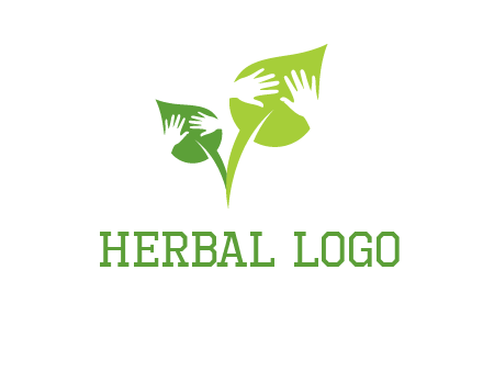 hands in leaves logo