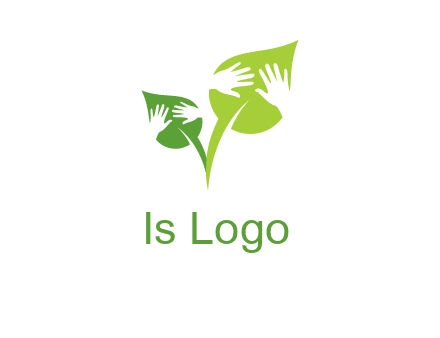 hands in leaves logo